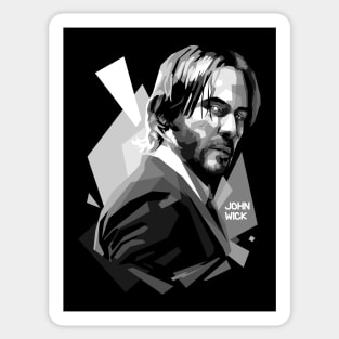 John Wick WPAP Black & White Style Illustration Sticker